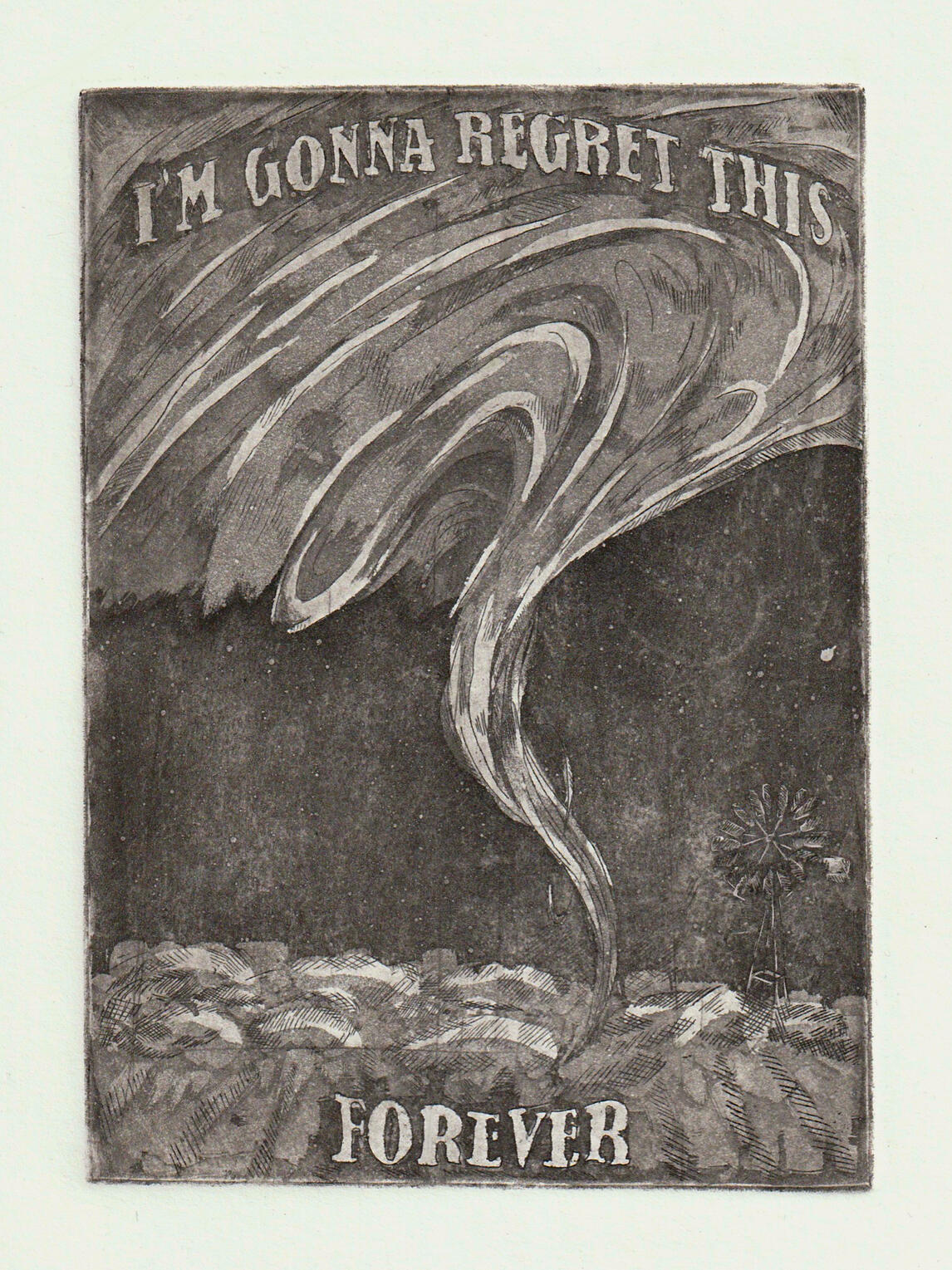 Tempest (2025) - Etching and aquatint on copper plate - 5x7”